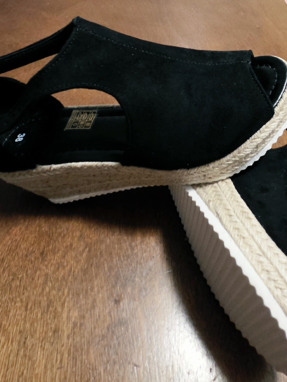 Women's Black Espadrille Platform Sandals - Size 8